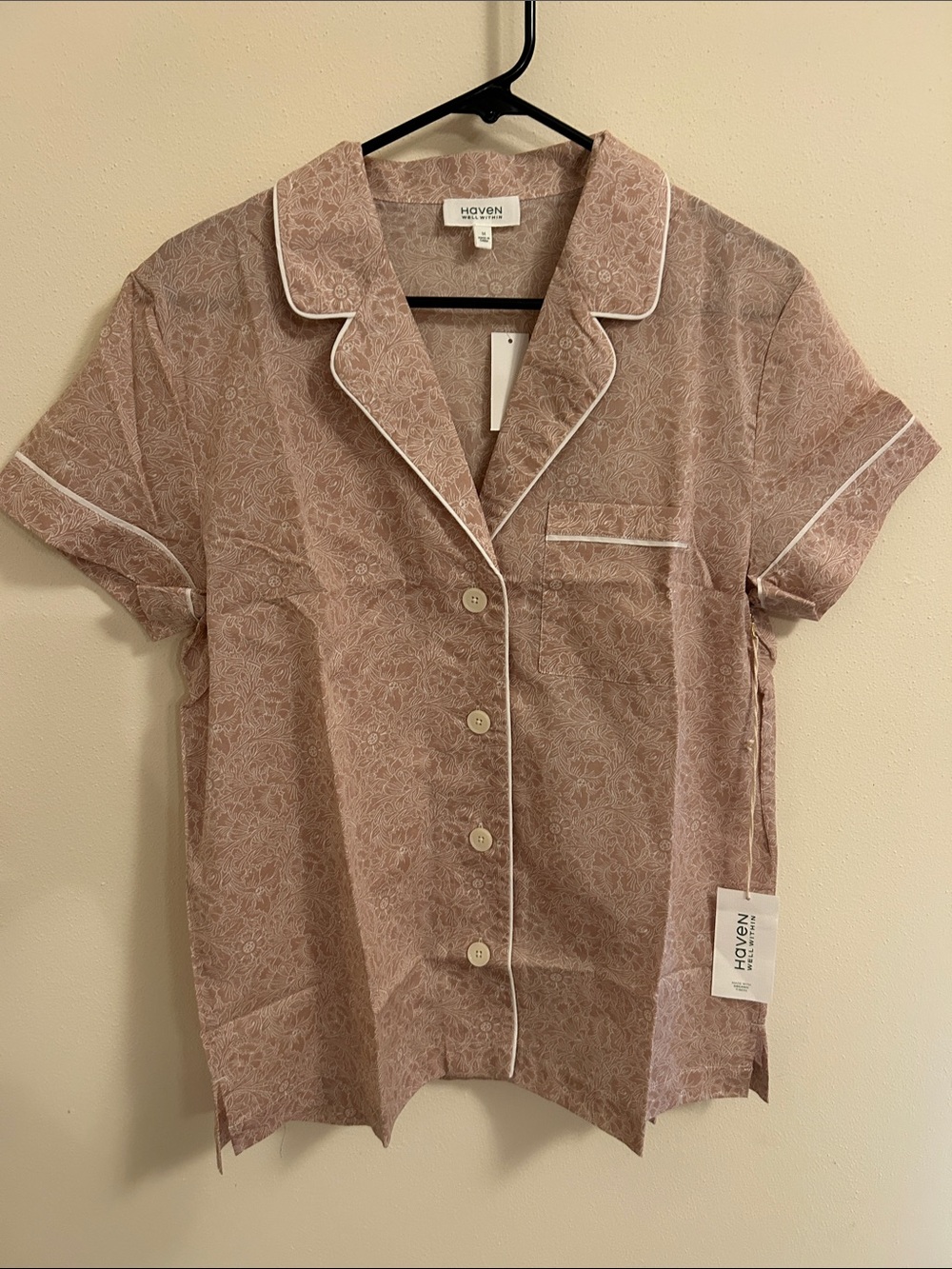 Haven Well Within Short-Sleeve Notched Pajama Top in Dusty Rose